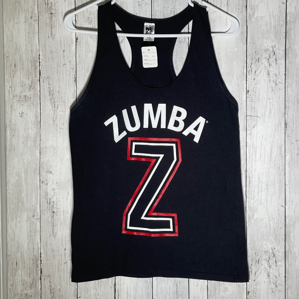 Zumba Varsity Racerback Tank - Black Slim Fit Lovely Large